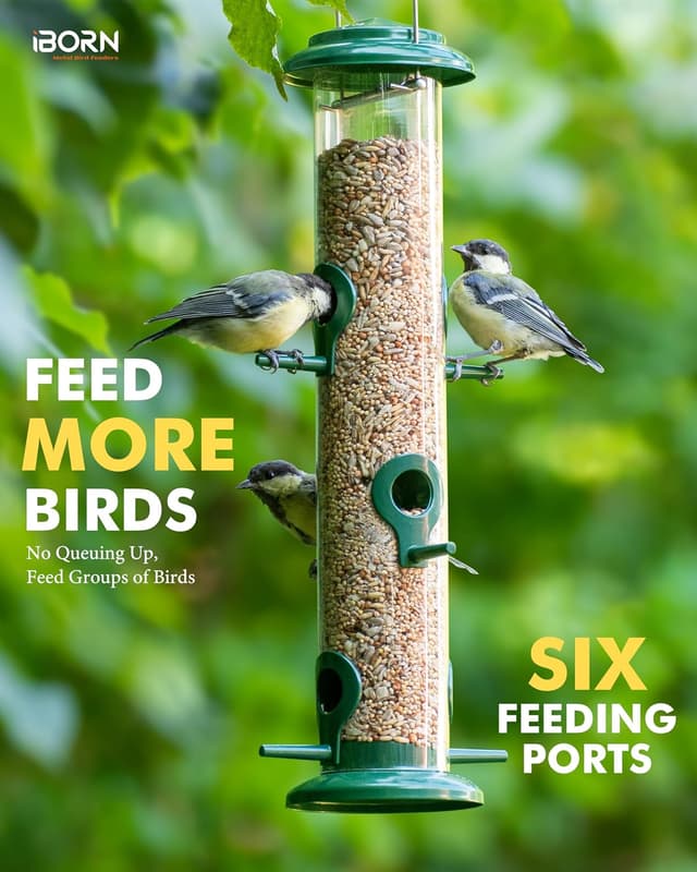 Detalle 2 de iBorn 15 Inch 6-Port Metal Bird Feeder