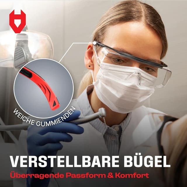 Detalle 2 de NoCry Sicherheits-Überbrille mit kratzbeständigen Gläsern, Seitenschutz und verstellbaren Bügeln (EN166/EN170/EN172/EN175)