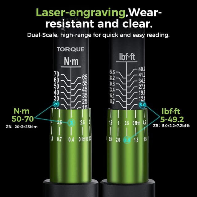 Detalle de ETOOLAB 3/8" Drehmomentschlüssel 5–70 N·m (±3%) mit 72 Zähnen