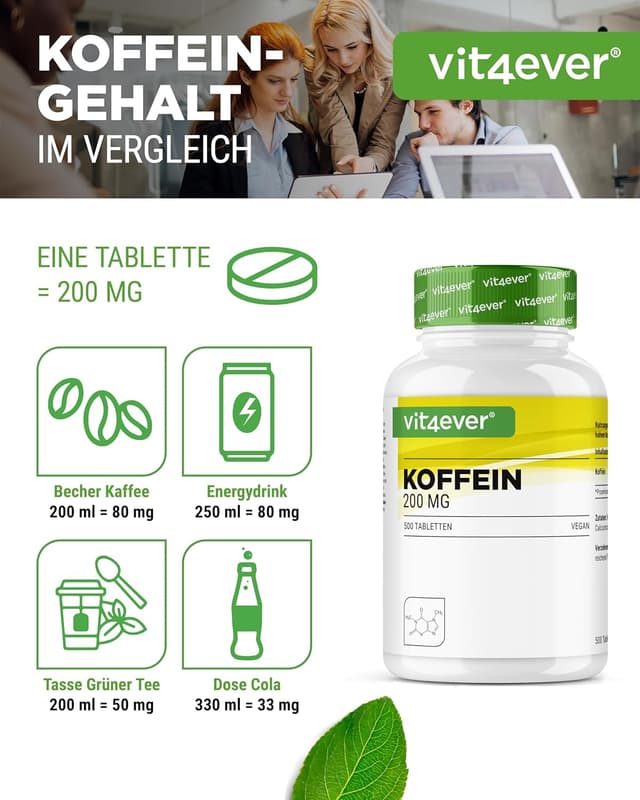 Thumbnail 2 de Vit4ever Koffein-Tabletten 200 mg, 500 Tabletten – vegan, ohne unerwünschte Zusätze