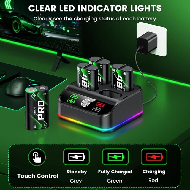 Detalle 1 de HELLCOOL 4x4800mWh Rechargeable Battery Pack for Xbox controllers