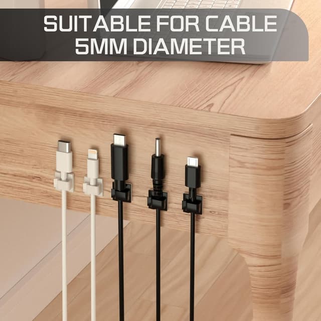 Detalle de KGROTE Kabelhalter-Set (100 Stück) selbstklebend für Kabelführung & Lichterketten – weiß