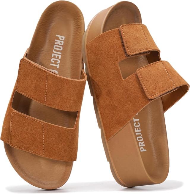 Detalle 1 de Project Cloud 100% Genuine Leather Platform Sandals for Women with Plush Memory Foam Insole