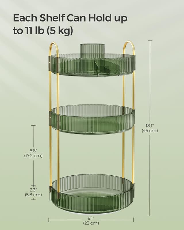 Thumbnail 4 de SONGMICS Makeup Organiser Rotating 3-Tier