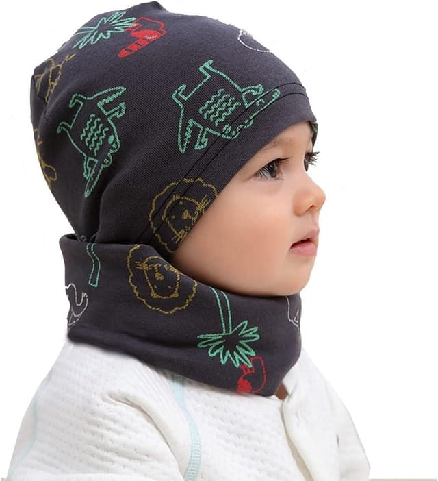 Thumbnail 6 de Uniyoung Baby Cotton Beanie Hat and Collar Scarf Set (Kids Warm Skull Cap Set)