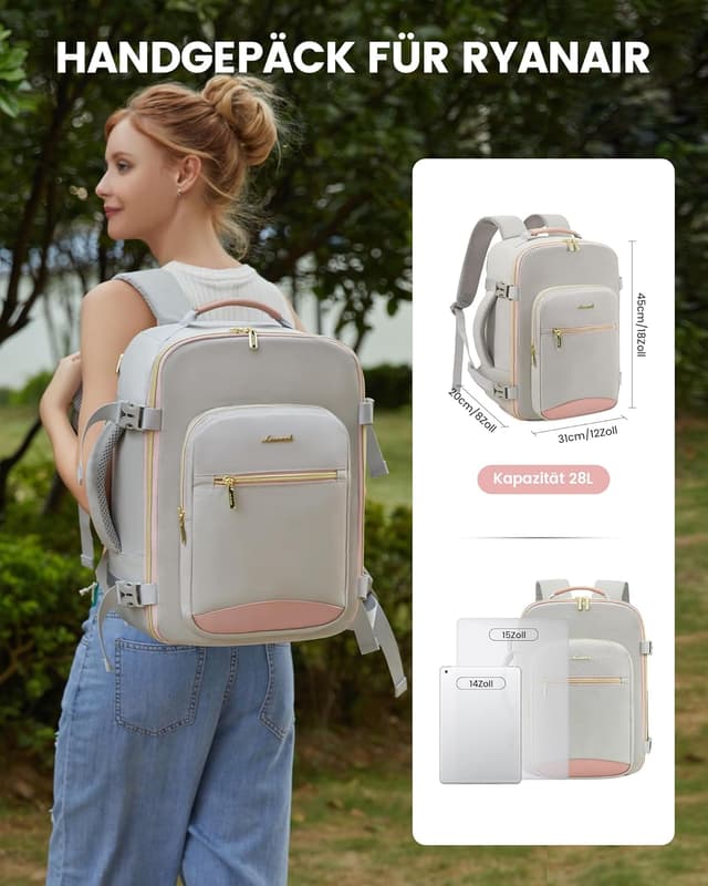 Detalle 1 de LOVEVOOK EasyJet Handgepäck 45x36x20 – Cabin-Bag Rucksack für Flugzeug & Handgepäckablage