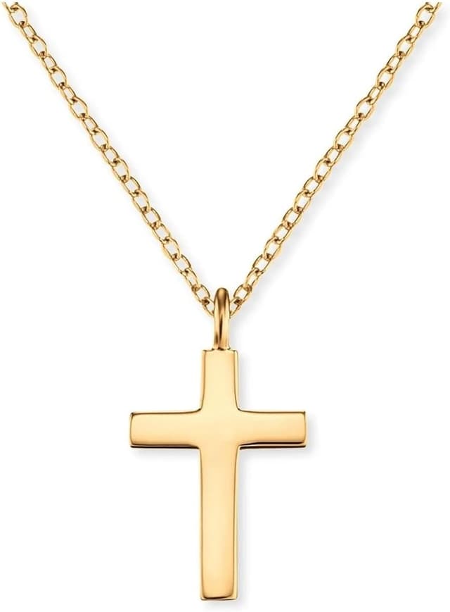 Detalle de Engelsrufer Damen Halskette mit vergoldetem Sterling Silber Kreuz-Anhänger, Karabinerverschluss, in zwei Längen verstellbar (nickelfrei)