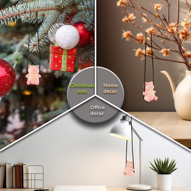 Thumbnail 6 de VIPbuy handgefertigtes Holz-Schaukel-Schweinchen als Autoanhänger fürs Rückspiegel-Dekor