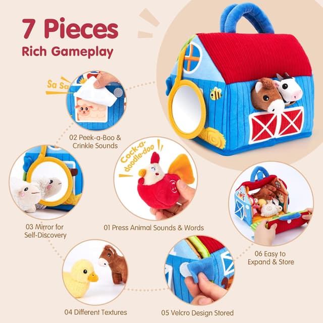 Detalle de hahaland Surprise Barn Toy with Real Animal Sounds