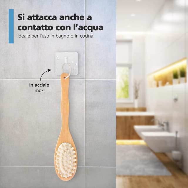 Detalle de Virea Ganci da parete auto-adesivi senza forare set di 4 in bianco, ganci per asciugamani e accappatoi fino a 8 kg