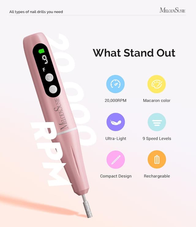Thumbnail 1 de MelodySusie PC90G Ponceuse ongles 20000 tr/min 💅