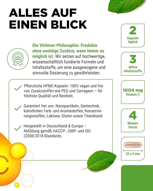 Detalle 2 de Vit4ever Liposomales Vitamin C – 240 vegane Kapseln (1000 mg/Tag) für eine hochdosierte Zufuhr