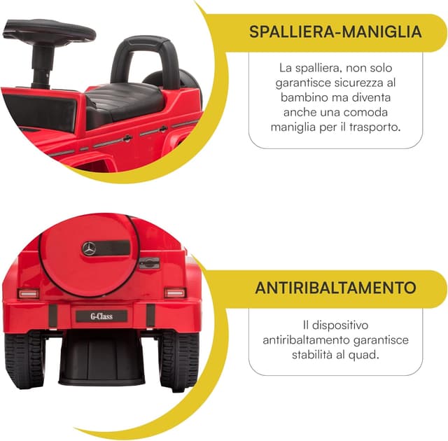 Thumbnail 4 de Baroni Toys Suv Mercedes Ride-On 1-4 anni 69,5x29x43 cm Rosso