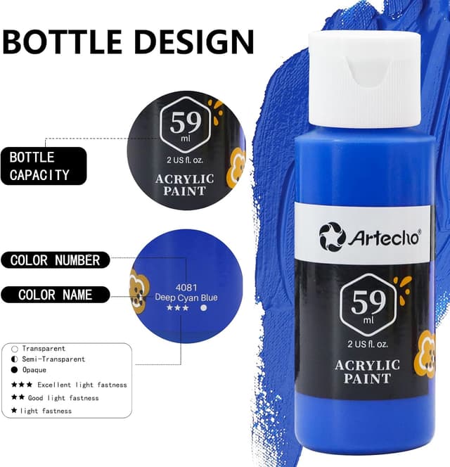 Detalle de Artecho Acrylic Paints Set 18 colours 59 ml each ๐จ