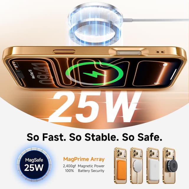 Detalle de Magnetic Glitter Case for iPhone 17 Pro Max with MagSafe Ring & Integrated Lens Protection