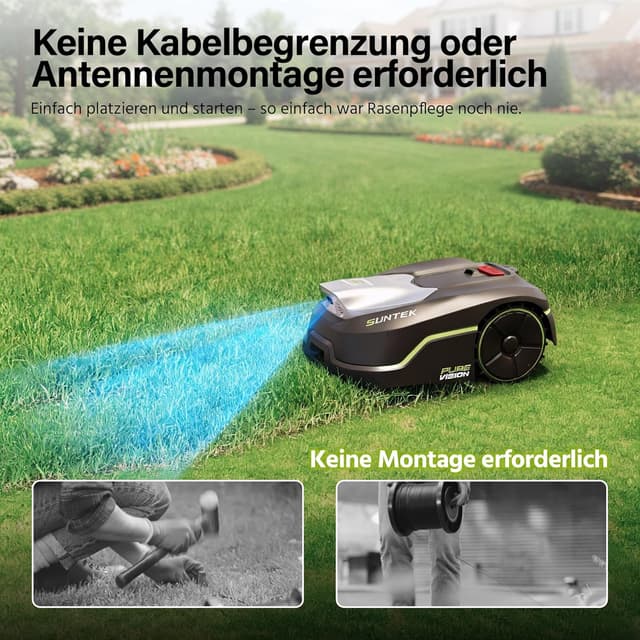 Detalle de SUNTEK Mähroboter ohne Begrenzungskabel mit AI Vision-Kamera – für bis zu 600 m²