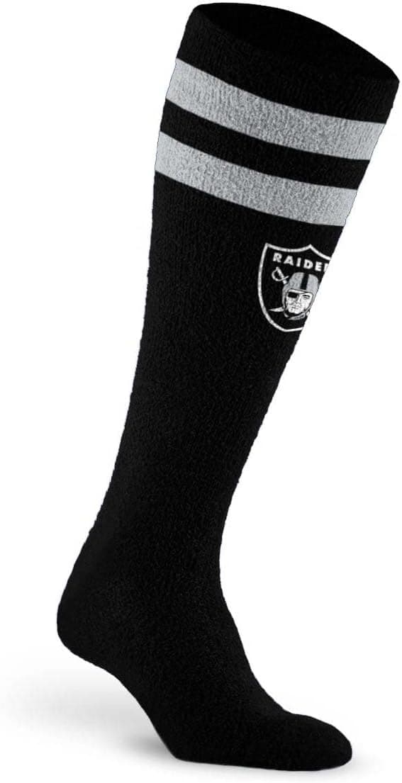 Detalle de For Bare Feet NFL Las Vegas Raiders Cozy Feather Compression Varsity Stripe Socks (Large/Extra Large)