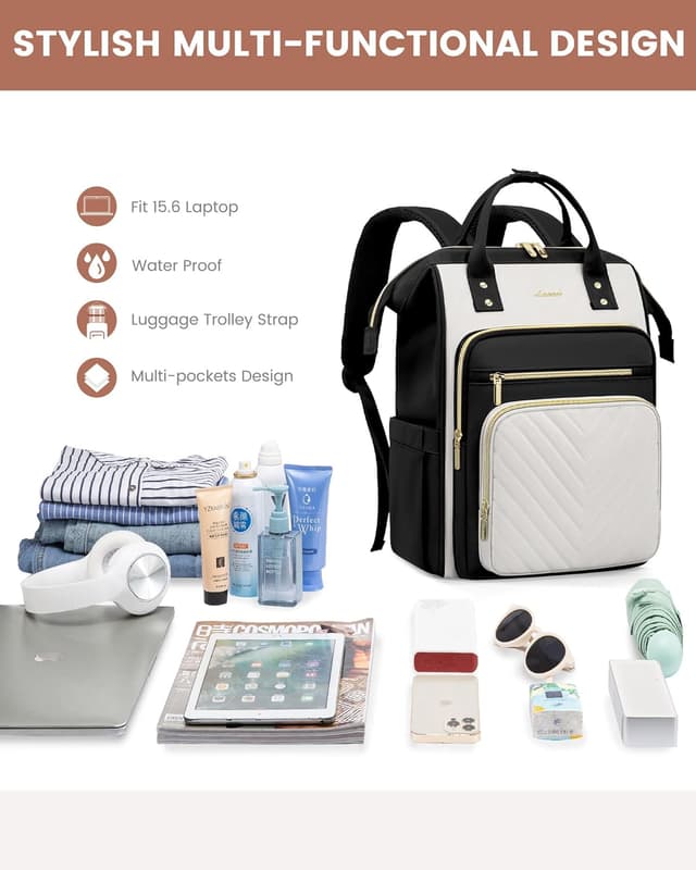 Detalle 1 de LOVEVOOK Rucksack Damen 15,6 Zoll wasserdicht