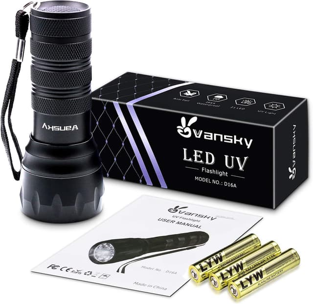 Detalle 2 de Vansky UV Torch 21 LEDs UV flashlight for pet urine and stain detection (395nm, black light detector)