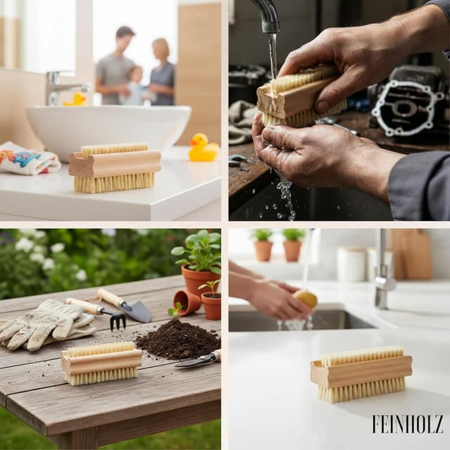 Detalle 2 de FEINHOLZ Handbürste Holz Nagelbürste 3er-Set