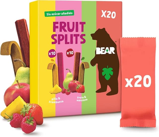 Detalle de BEAR Fruit Splits Snacks Naturales 🍎 20 Sobres de 20g