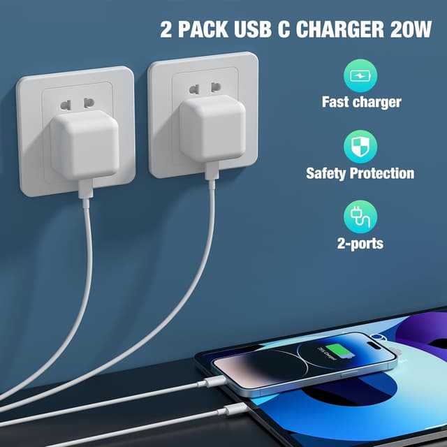 Thumbnail 4 de KTDRJN PD 20W Fast Charger 2-pack for iPhone
