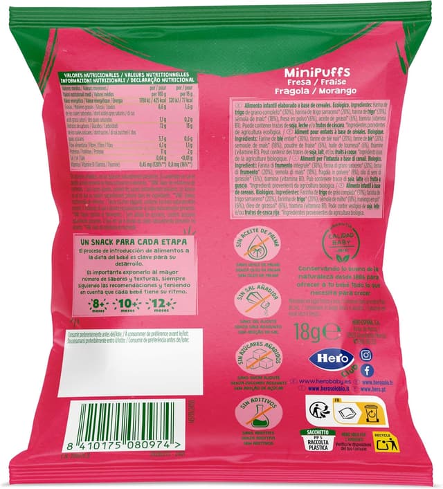 Thumbnail 2 de Hero Solo 🥄 Snack de Fresa ECO, BIO, Sin Azúcares, 10x18 g