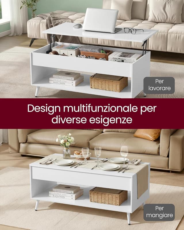 Detalle de VASAGLE tavolino elevabile 100 kg LCT267