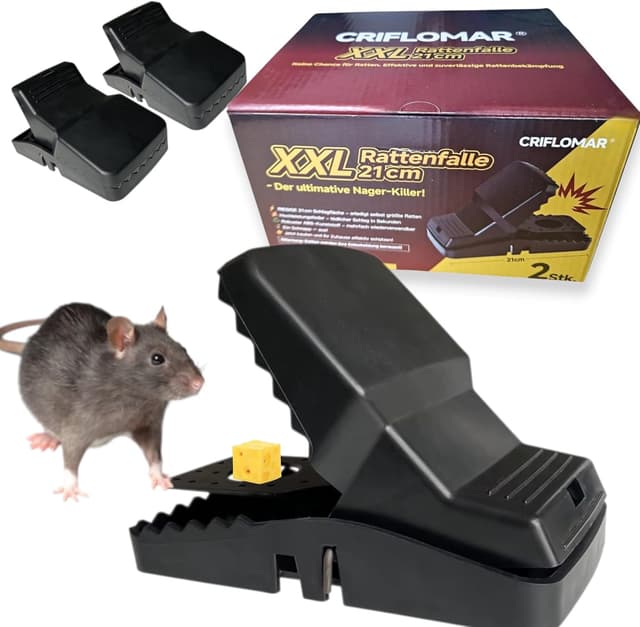 Detalle 2 de XXL Rattenfalle 21 cm (2er Pack) – große Schlagfalle für Ratten, wiederverwendbar