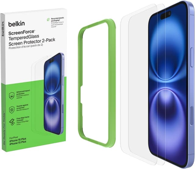 Detalle de Belkin iPhone 16 Plus tempered glass 0.33mm