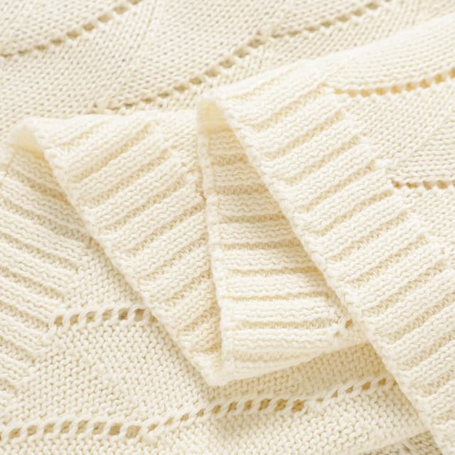 Thumbnail 6 de Mimixiong Cotton Knit Baby Blanket 100 x 80 Cream
