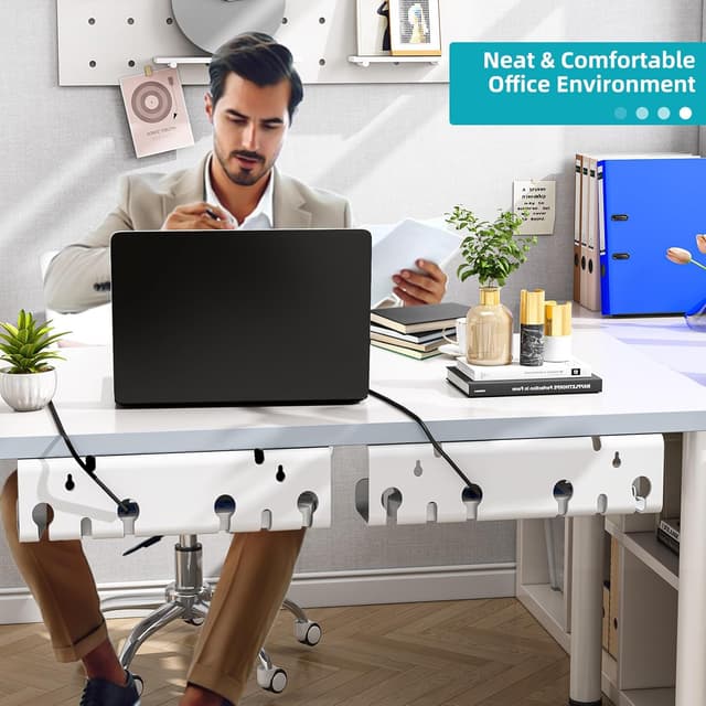 Detalle de StowBin Desk Cable Tidy Tray (2-Pack) stainless steel cable organiser for under-desk or wall mounting