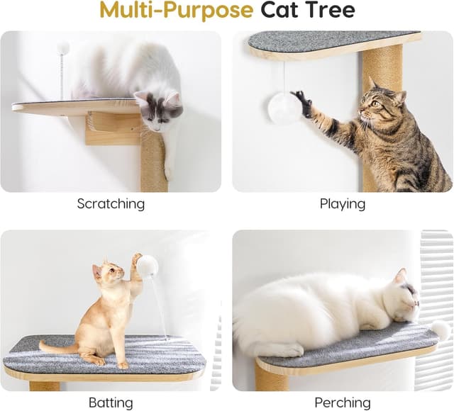Thumbnail 4 de Wall-Mounted Cat Tree 125cm — 4‑Tier Cat Tower 🐱