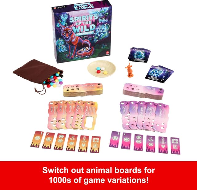 Detalle de Mattel Games Spirits of the Wild: Awakening Relaxing Strategy Board Game (2 Players)