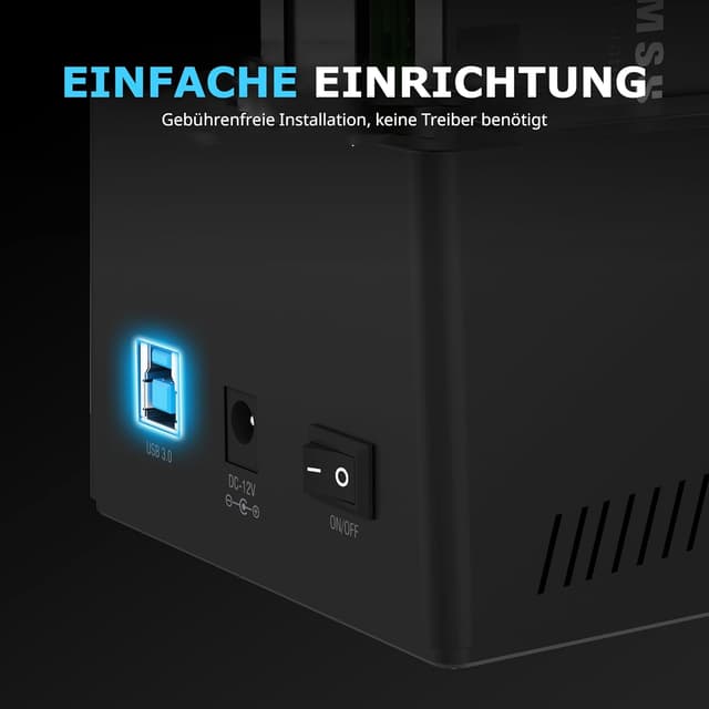 Detalle de SABRENT 2-Bay USB-A Dockingstation EC-HD2B für 2,5/3,5" SATA SSD/HDD (5 Gbps) inkl. Offline-Klonen