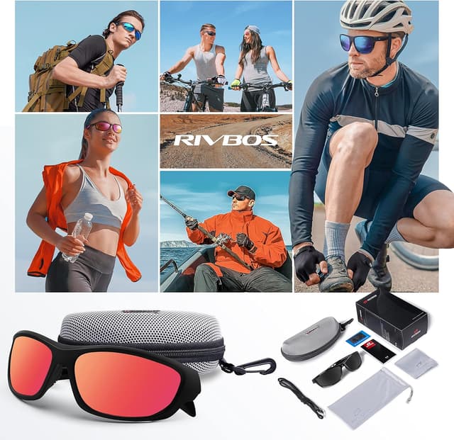 Detalle 2 de RIVBOS Sonnenbrille für Fahrrad & Sport RB832 – polarisierte TR90-Sportbrille mit UV400