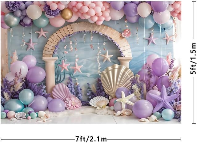 Detalle de Mermaid backdrop 7x5ft undersea