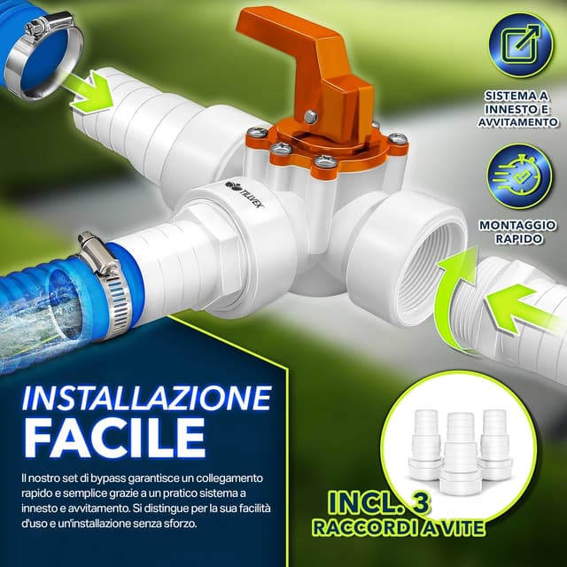 Thumbnail 6 de tillvex® Bypass Set piscina 12 pezzi 32/38 mm 🏊