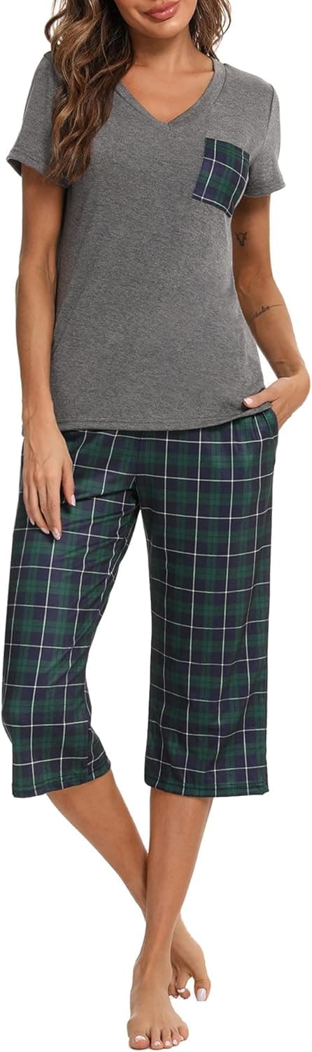 Detalle de iClosam Damen Schlafanzug Kurzarm Set