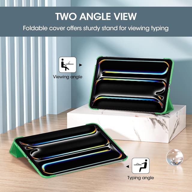 Detalle de ProCase Hülle für 11" iPad Pro (M5/M4) 2025/2024 – leichtes Smart Case mit Tri-Fold und Transparenz (Leichtgrün)