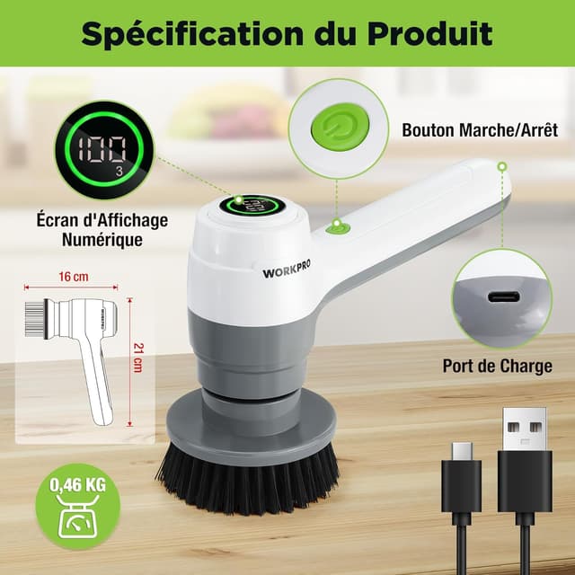 Thumbnail 4 de Brosse de nettoyage rotative WORKPRO 6 brosses