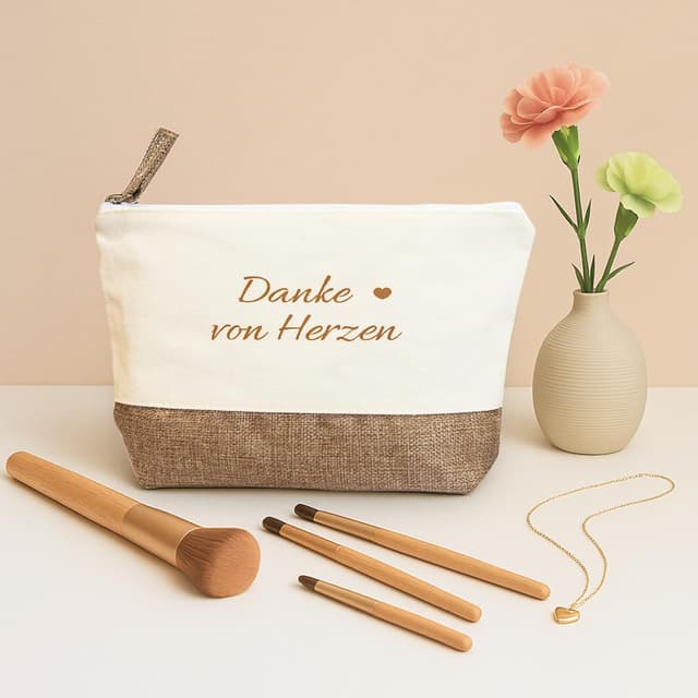 Detalle de FreiSterne Dankeschön Geschenk: Kosmetiktasche „Danke von Herzen“ als kleine Aufmerksamkeit