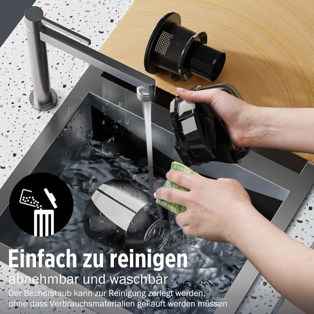 Detalle de OYLCDI beutelloser Bodenstaubsauger 1600 W (70 dB) mit HEPA-Filter und 5 m Kabel, 2,2 l Staubbehälter