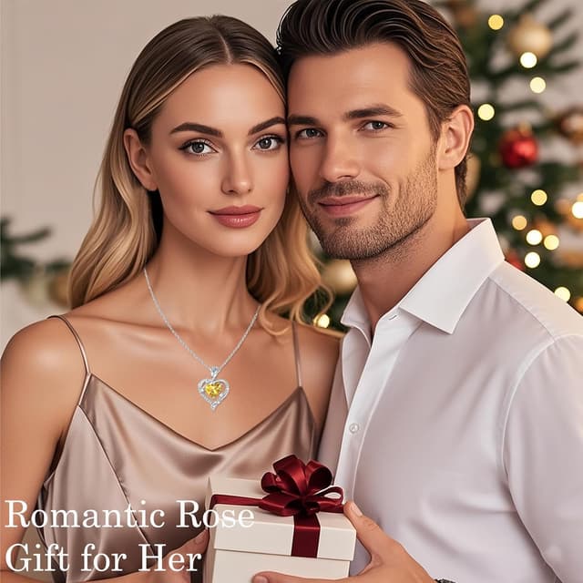 Detalle 2 de Collier cœur en argent 925 MISUMOR avec rose et zirconia 5A