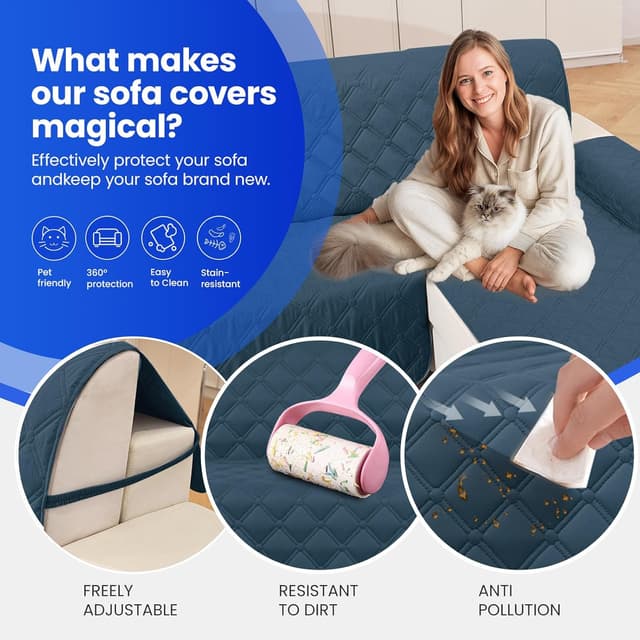 Detalle de Ystyle housse imperméable de canapé d’angle en forme de L, 2 places avec accoudoirs, réversible vert foncé