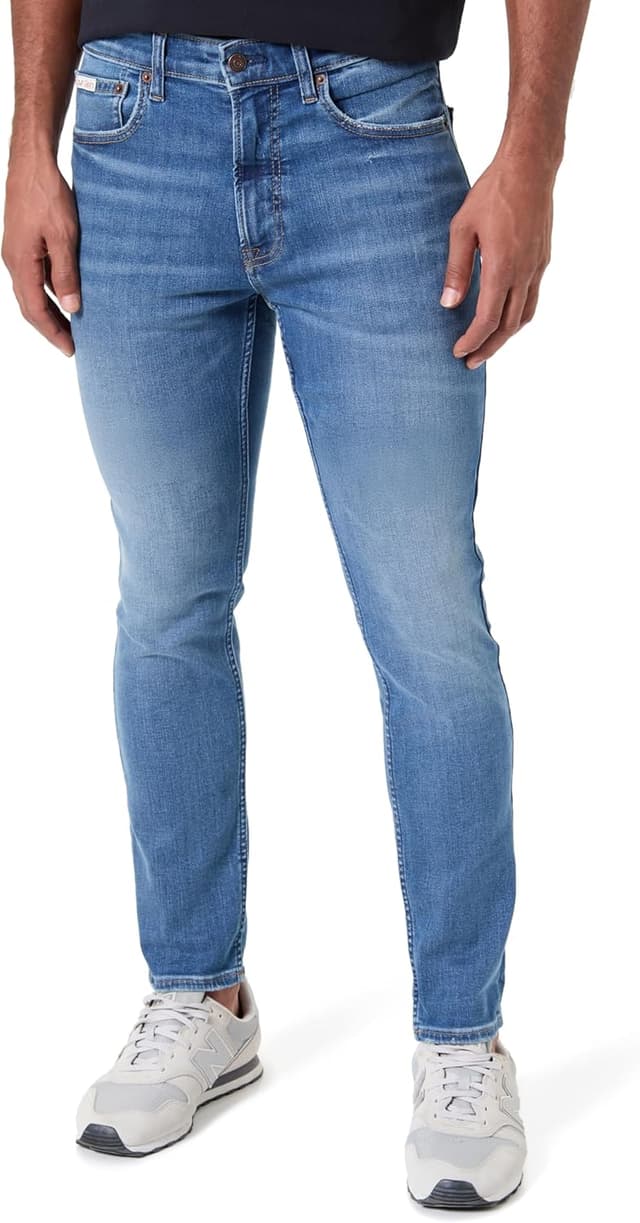 Detalle de Calvin Klein Skinny Canyon Blue Jean unisex in denim elasticizzato a 5 tasche
