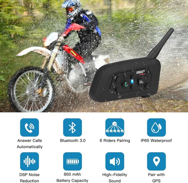 Detalle de EJEAS V6 Pro interfono moto Bluetooth 12