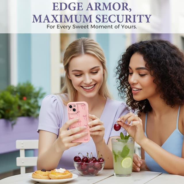 Detalle de FUXICASE iPhone 14 Case (Pink Bow) — Soft TPU/Silicone-Style Protection With Raised Edges