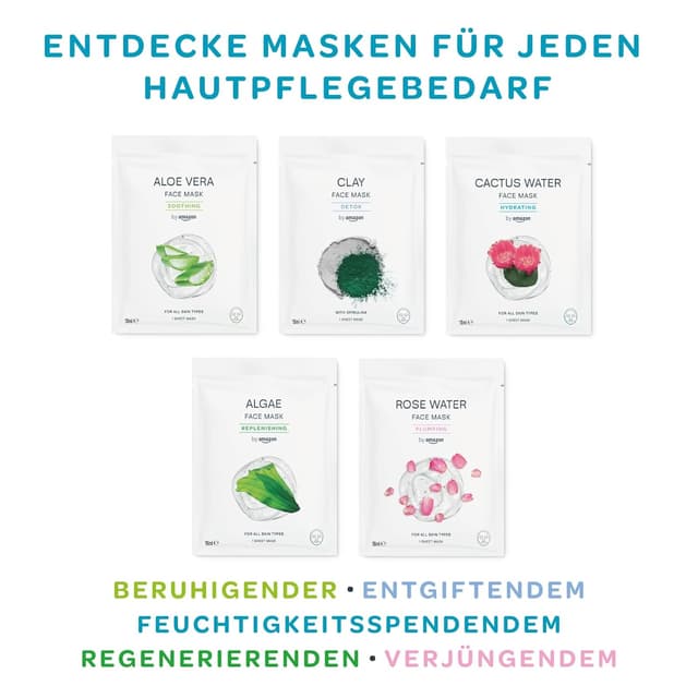 Thumbnail 6 de Amazon Rosenwasser aufpolsternde Gesichtsmaske 5er-Pack