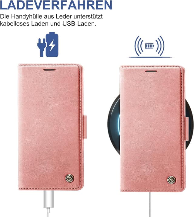 Thumbnail 6 de Giyer Handyhülle für iPhone 16 Pro: Klapphülle mit Kartenfach, Schutzfolie und Standfunktion (Rosa)